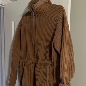 Brown Ribbed Knit Jacket--FLX